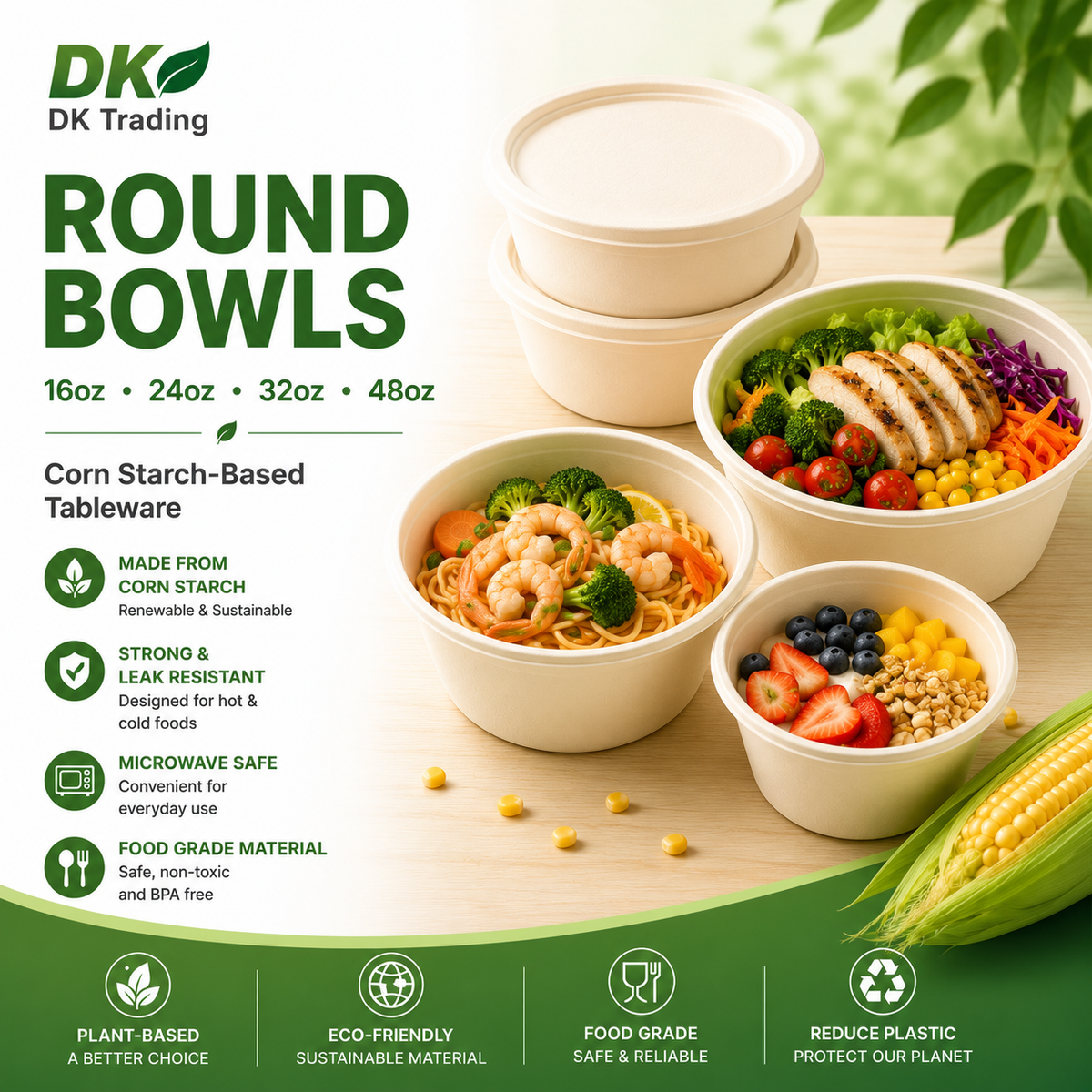Disposable round bowls