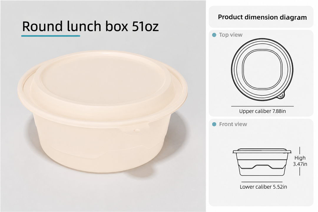 51 oz Round Takeout Bowl with Lid – 200 Sets