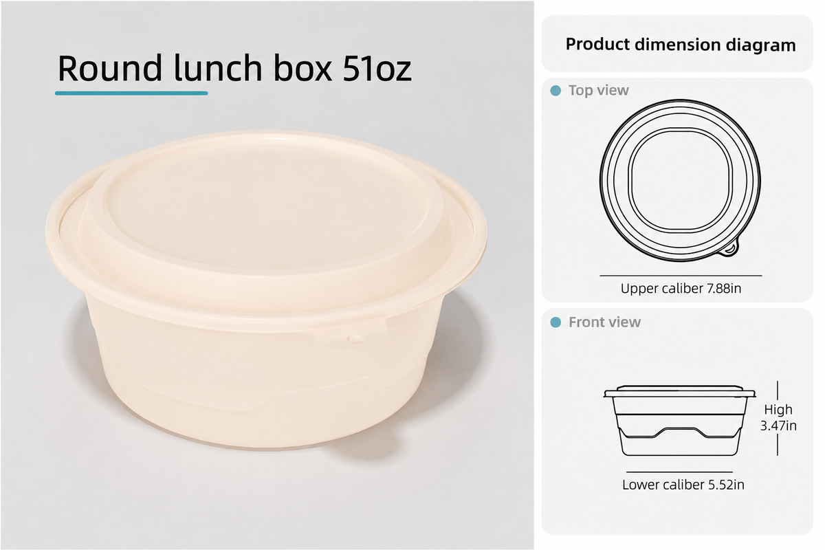 51 oz round takeout bowl with lid – 200 sets