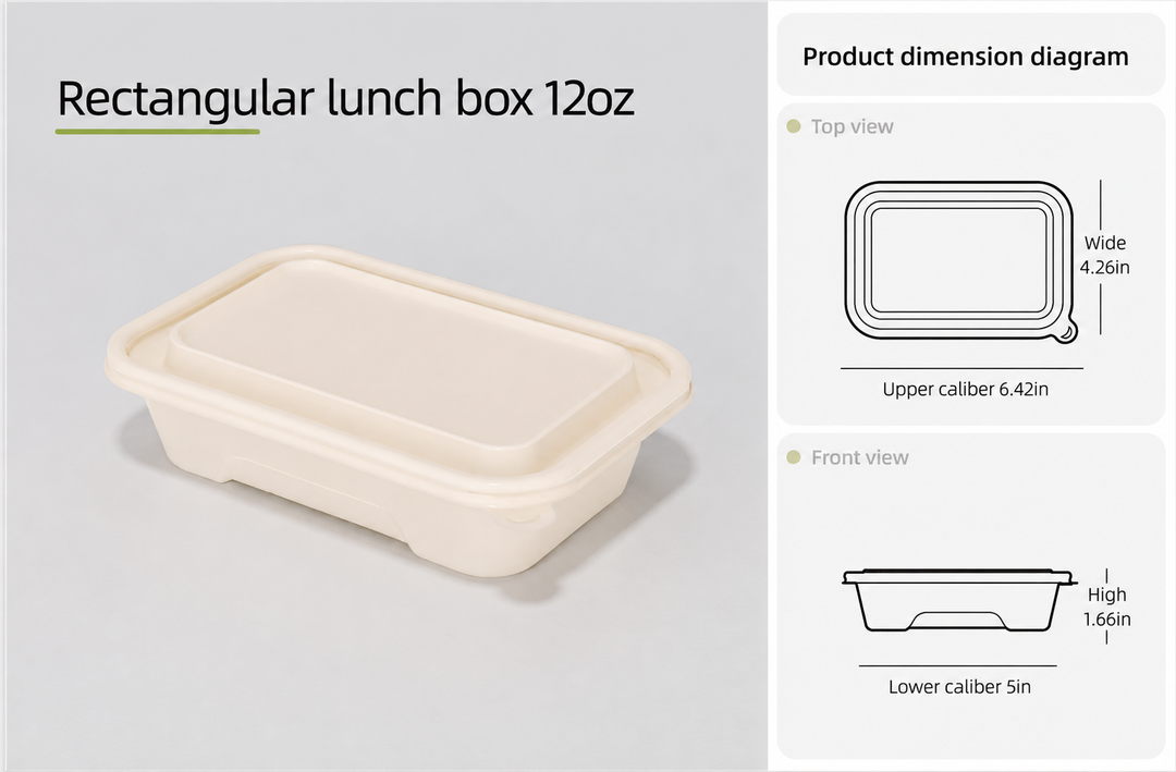 12 oz Rectangular Takeout Container with Lid – 300 Sets