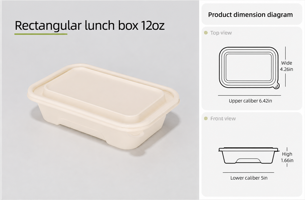 12 oz rectangular takeout container with lid – 300 sets