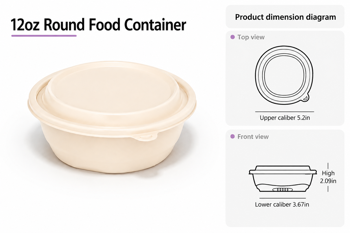 12 oz round food container with lid – 300 sets