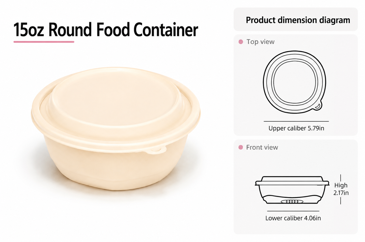 15 oz round food container with lid – 300 sets
