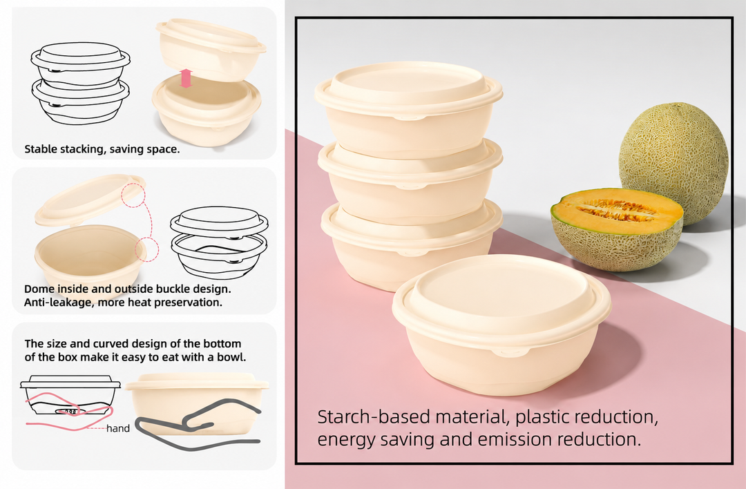 15 oz Round Food Container with Lid – 300 Sets