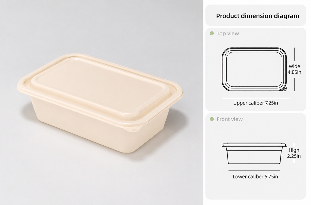 22 oz Rectangular Takeout Container with Lid – 300 Sets