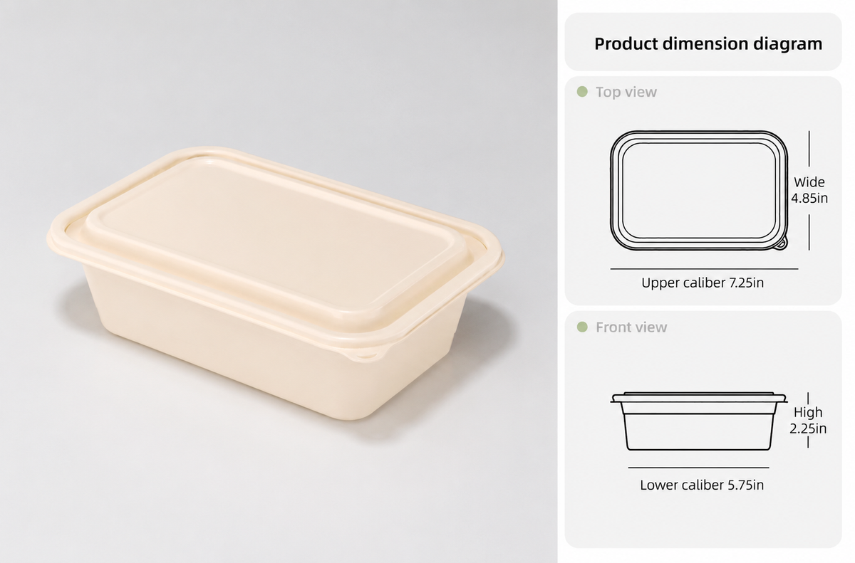22 oz rectangular takeout container with lid – 300 sets