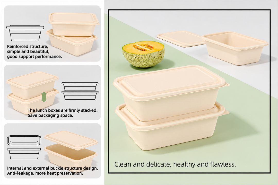 22 oz Rectangular Takeout Container with Lid – 300 Sets