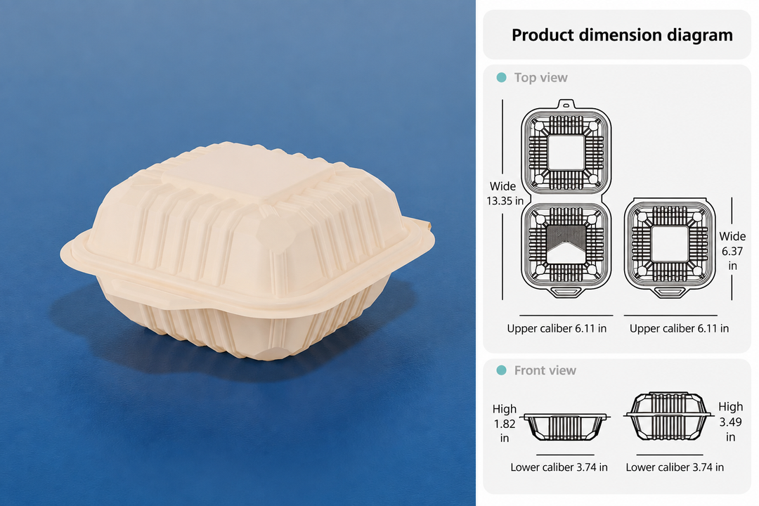 6 Inch Clamshell Takeout Container – 500 Count