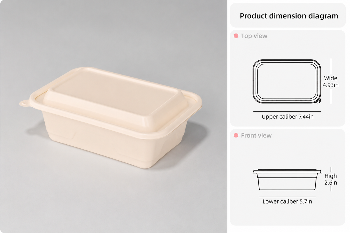 25 oz rectangular takeout container with lid – 300 sets