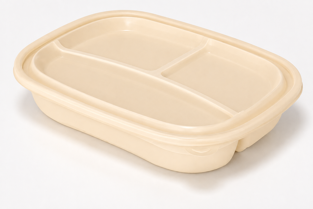 32 oz 3-Compartment Takeout Containers with Lids – 200 Sets