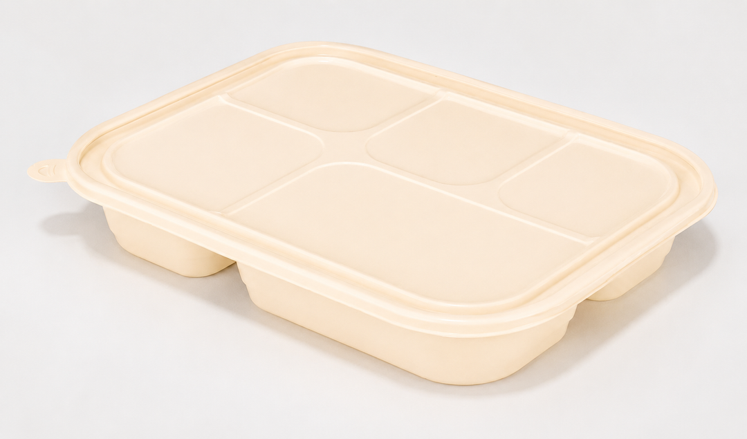 39 oz 5-Compartment Takeout Containers with Lids – 200 Sets